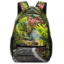 yanfind Children's Backpack Garden Arbour Outdoors Path St Lucia Flagstone Staircase Plant Palm Leaves Tropical Preschool Nursery Travel Bag