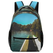 yanfind Children's Backpack Adventure Boats River Outdoors Forest Woods Trees Watercrafts Preschool Nursery Travel Bag