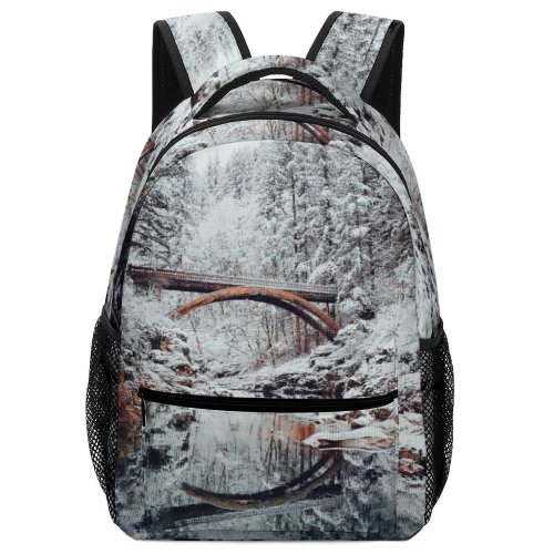 yanfind Children's Backpack Frozen Tree Park Winter Beautiful Landscape Travel Waterfall Snow Snowy River Preschool Nursery Travel Bag