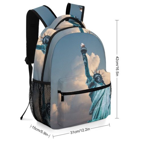 yanfind Children's Backpack Art Tourist Attraction United Liberty Architecture Sculpture Monument Statue Landmark States Clouds Preschool Nursery Travel Bag