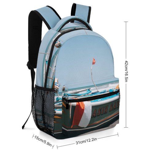 yanfind Children's Backpack Bay Shore Vehicle Boat Summer Travel Coast Sand Transportation Sea Outdoors Watercraft Preschool Nursery Travel Bag