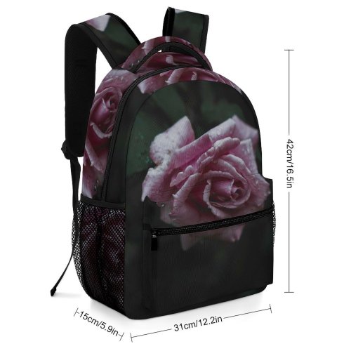 yanfind Children's Backpack Flower Rose Plant  Flora Bloom Droplet Dew Grey Macro Dark Closeup Preschool Nursery Travel Bag