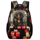 yanfind Children's Backpack Golden Christianity Religion Candles Catholicism Lights Prayer Lamps Church Faith Pray Cathedral Preschool Nursery Travel Bag