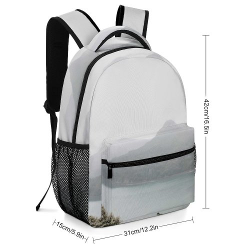 yanfind Children's Backpack Grey Outdoors Landscape Forest Tree Layers Lake  Bush Flora Plant Vegetation Preschool Nursery Travel Bag