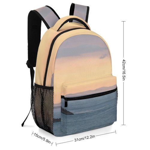 yanfind Children's Backpack Grey Mount Maunganui Zealand Ocean Sea Beach Tauranga Sunset Landscape Cloud Coast Preschool Nursery Travel Bag