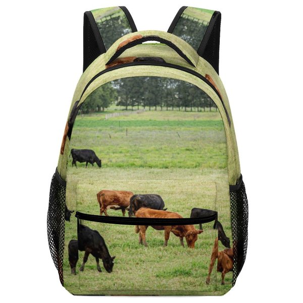 yanfind Children's Backpack Cattle Cow Field Grassland Outdoors Farm Countryside Meadow Rural Pasture Ranch Bull Preschool Nursery Travel Bag