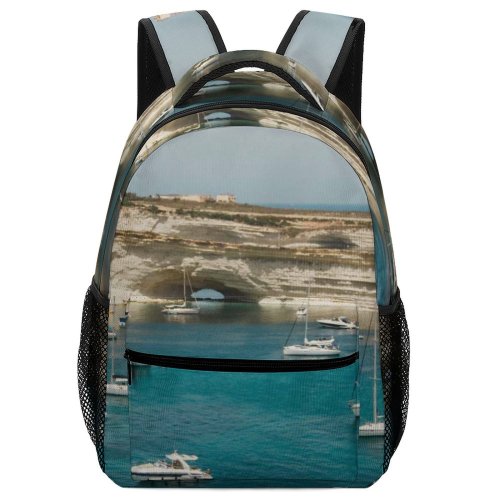 yanfind Children's Backpack Bay Boats Tourism Yacht Vacation Daylight Travel Island Beach Sailboats Transportation Outdoors Preschool Nursery Travel Bag