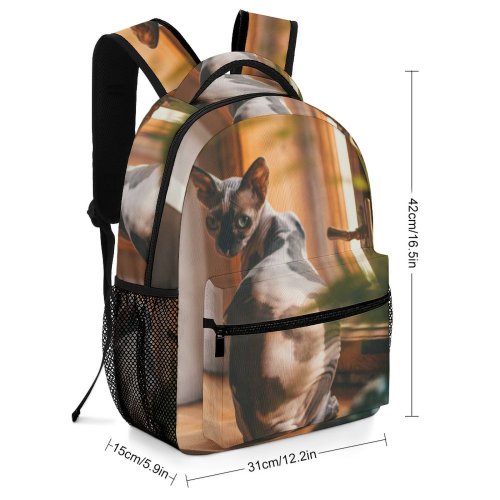 yanfind Children's Backpack Pet Light Family Room Portrait Tabby Wood Curiosity Cute Focus Little Adorable Preschool Nursery Travel Bag