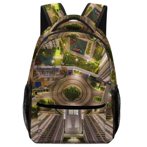 yanfind Children's Backpack Beautiful City Buildingss Illuminated Lights Downtown Evening Buildings Building Architecture High Exterior Preschool Nursery Travel Bag