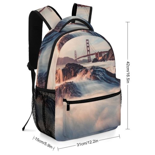 yanfind Children's Backpack  Rock Daylight Shore Sunset Flowing Clouds Exposure Outdoors Dawn Scenic Rocks Preschool Nursery Travel Bag