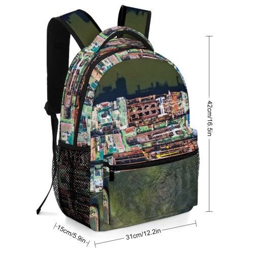 yanfind Children's Backpack Bay Harbour Ship Boat Transportation Sea Watercraft System Seashore Harbor Port Aerial Preschool Nursery Travel Bag