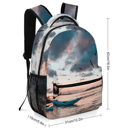 yanfind Children's Backpack Beautiful Sunset Evening Kayaking Boat Lake Reflection Dawn Birds Sea Watercraft Fisherman Preschool Nursery Travel Bag