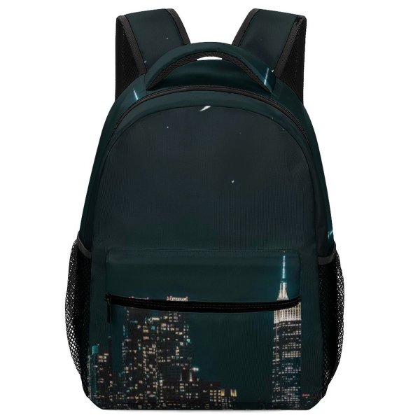 yanfind Children's Backpack City Dark Illuminated Downtown Cityscape Evening Travel Buildings Iphone Urban Preschool Nursery Travel Bag