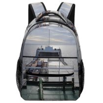 yanfind Children's Backpack Bay Clouds Transport Pier Travel Cargo Sail Charge Boat Transportation Container Outdoors Preschool Nursery Travel Bag