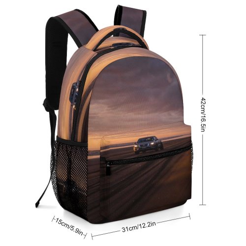 yanfind Children's Backpack Golden Dark Sand Lights Clouds Wheels Sunset Landscape Beach Transportation Outdoors Hour Preschool Nursery Travel Bag