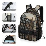 yanfind Children's Backpack Family Amsterdam City Home Daylight Travel Buildings Facade Outdoors Reflections Architecture Exterior Preschool Nursery Travel Bag