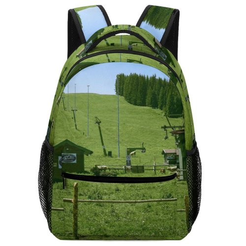 yanfind Children's Backpack Building Countryside Plant Mound Pictures Cow Grassland Outdoors Austria Sheep Cattle Preschool Nursery Travel Bag