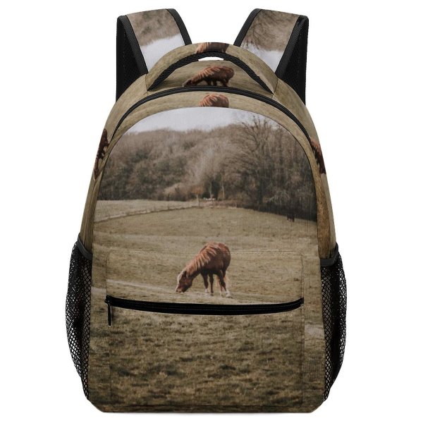 yanfind Children's Backpack Field Grassland Outdoors Countryside Farm Rural Grazing Meadow Pasture Ranch Horse France Preschool Nursery Travel Bag
