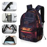 yanfind Children's Backpack  Street City Dark Lights Kong Empty Light Buildings Hong Urban Transportation Preschool Nursery Travel Bag
