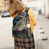 yanfind Children's Backpack Festive Festival Tourist Bus Street Tourism City Illuminated Lights Holidays Preschool Nursery Travel Bag