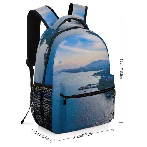 yanfind Children's Backpack Bay City Clouds Sunset Landscape Daylight Travel Island Beach Boat Ocean Outdoors Preschool Nursery Travel Bag