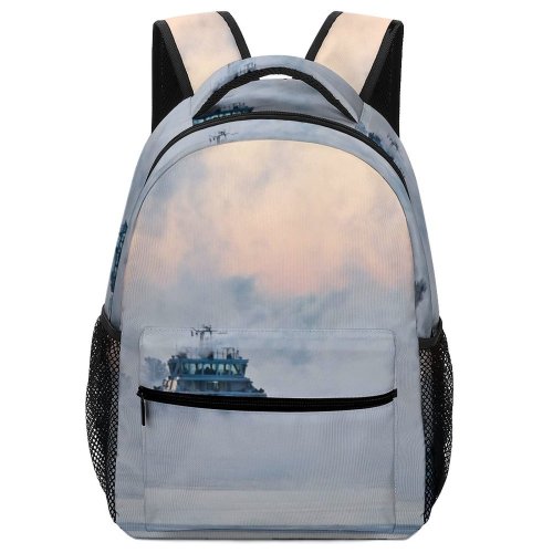 yanfind Children's Backpack Boat Transportation Vehicle Fog Outdoors Helsinki Suomi Grey Mist Vessel Watercraft Sea Preschool Nursery Travel Bag