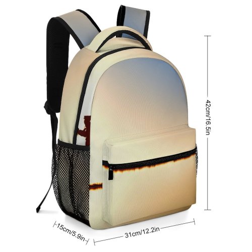 yanfind Children's Backpack Backlit Sunset Landscape Evening Travel Beach  River Silhouetted Outdoors Lake Reflection Preschool Nursery Travel Bag