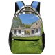 yanfind Children's Backpack Family Beautiful Estate Home Residential Grass Sunny Yard Landscaping Gardening Real Building Preschool Nursery Travel Bag