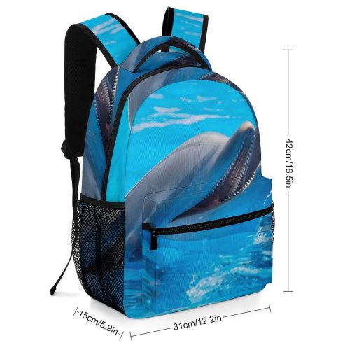 yanfind Children's Backpack Cute Marine Turquoise Outdoors Mammals Pool Dolphins Fish Preschool Nursery Travel Bag