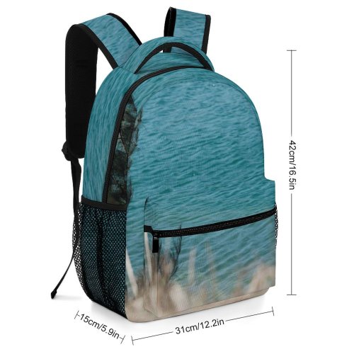 yanfind Children's Backpack Outdoors Tree Plant Ocean Sea Birds Land Promontory Grassy Field Lakeblue Preschool Nursery Travel Bag