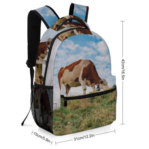 yanfind Children's Backpack Cow Cattle Field Grassland Outdoors Countryside Rural Farm Pasture Ranch Grazing Grass Preschool Nursery Travel Bag