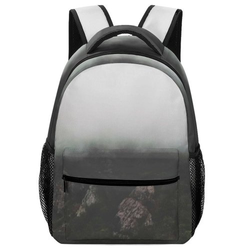 yanfind Children's Backpack Grey Outdoors Fog Mist  Wildlife Tree Forest Preschool Nursery Travel Bag