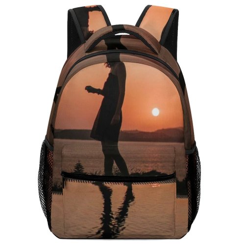 yanfind Children's Backpack Girl Golden Posing Sunset Landscape Evening Sunrise Silhouetted Outdoors Hour Scenic Preschool Nursery Travel Bag