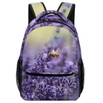 yanfind Children's Backpack Flora Insects Lavandula Bees Plant Field Bloom Flowers Lavender Preschool Nursery Travel Bag