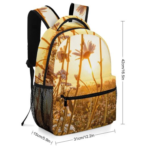 yanfind Children's Backpack Beautiful Flowers Rising Depth Sunset Landscape Sunny Field Vibes  Sunrise Wanderlust Preschool Nursery Travel Bag