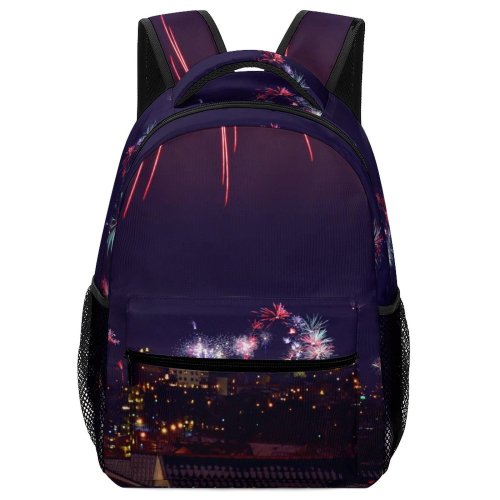 yanfind Children's Backpack Festival City Dark Illuminated Lights Independence Fireworks Landscape Evening Event Explosion Preschool Nursery Travel Bag