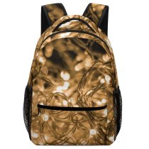 yanfind Children's Backpack  Art Gradient Christmas Dark Decoration Shining Texture Lights Gold Preschool Nursery Travel Bag