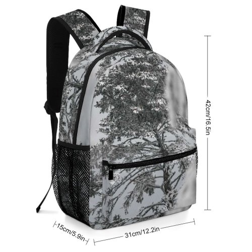 yanfind Children's Backpack Grey  Outdoors Frost Snow Plant Tree Abies Fir Conifer Forest Pine Preschool Nursery Travel Bag