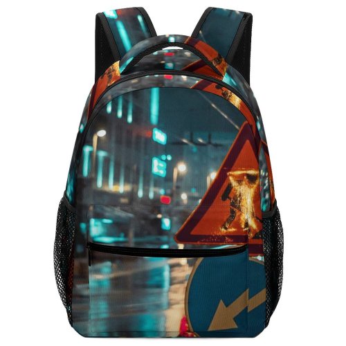 yanfind Children's Backpack  Street City Dark Time Illuminated Lights Lapse Cityscape Traffic Evening Light Preschool Nursery Travel Bag