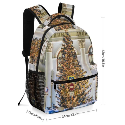 yanfind Children's Backpack Festive Tree Festival Giant Winter Street Plant City Tourism Weekend Shiny Preschool Nursery Travel Bag