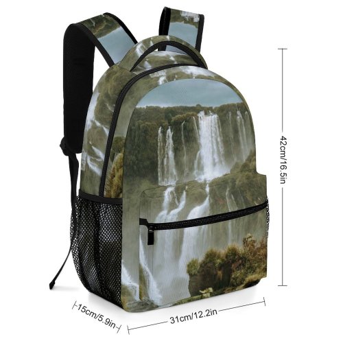 yanfind Children's Backpack Beautiful Flowing Forest Grass Landscape Waterfalls Daylight Travel Rainforest Rapids Falls Mist Preschool Nursery Travel Bag