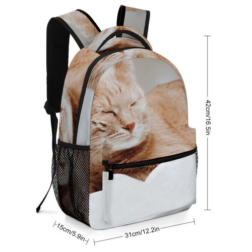 yanfind Children's Backpack Funny Lazy Curiosity Sit Cute Sleep  Bed Family Kitten Whisker Fur Preschool Nursery Travel Bag
