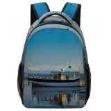 yanfind Children's Backpack Bay Daylight Boat Mountains Sky Transportation Sea Fishermen Watercraft System Fishing Ocean Preschool Nursery Travel Bag