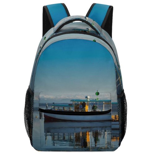 yanfind Children's Backpack Bay Daylight Boat Mountains Sky Transportation Sea Fishermen Watercraft System Fishing Ocean Preschool Nursery Travel Bag