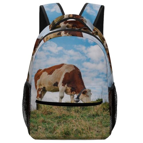 yanfind Children's Backpack Cow Cattle Field Grassland Outdoors Countryside Rural Farm Pasture Ranch Grazing Grass Preschool Nursery Travel Bag