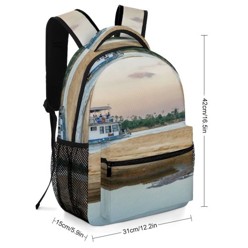 yanfind Children's Backpack Boat Transportation Vehicle Land Outdoors Shoreline Ocean Sea Ferry Vessel Watercraft Coast Preschool Nursery Travel Bag