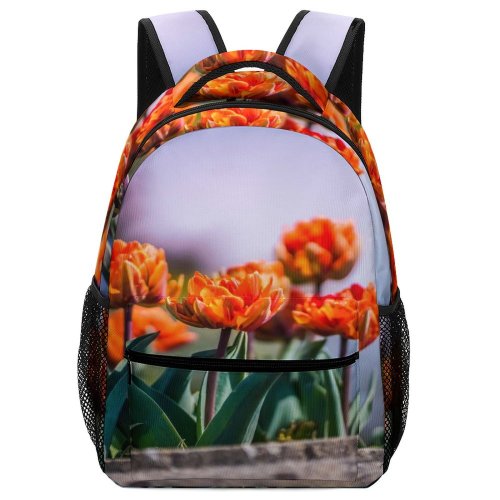 yanfind Children's Backpack Flower Plant  Tulip Petal Tulips Leaf Spring Summer Creative Commons Preschool Nursery Travel Bag