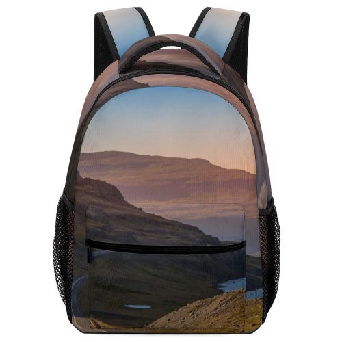 yanfind Children's Backpack Golden Clouds Sunset Grass Daylight Mountains Hills Panoramic River Outdoors Hour Scenic Preschool Nursery Travel Bag