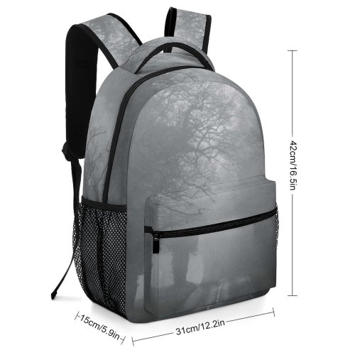 yanfind Children's Backpack Grey Outdoors Fog Mist Road Leamington Spa Uk Creepy Wood Quiet Horror Preschool Nursery Travel Bag