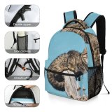 yanfind Children's Backpack Outdoors Cat Felidae Tabby Climb Fur Whiskers Preschool Nursery Travel Bag
